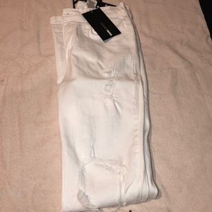 white glistening jeans